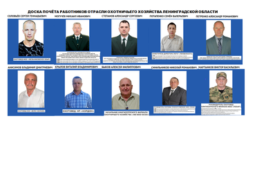 Доска почёта работников отрасли охотничьего хозяйства Ленинградской области